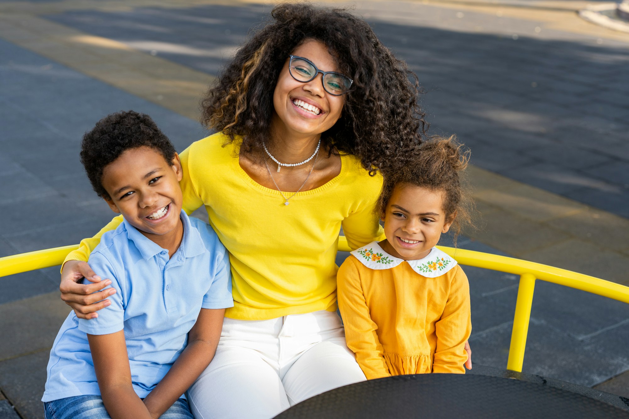 Beautiful happy african american family bonding at the park